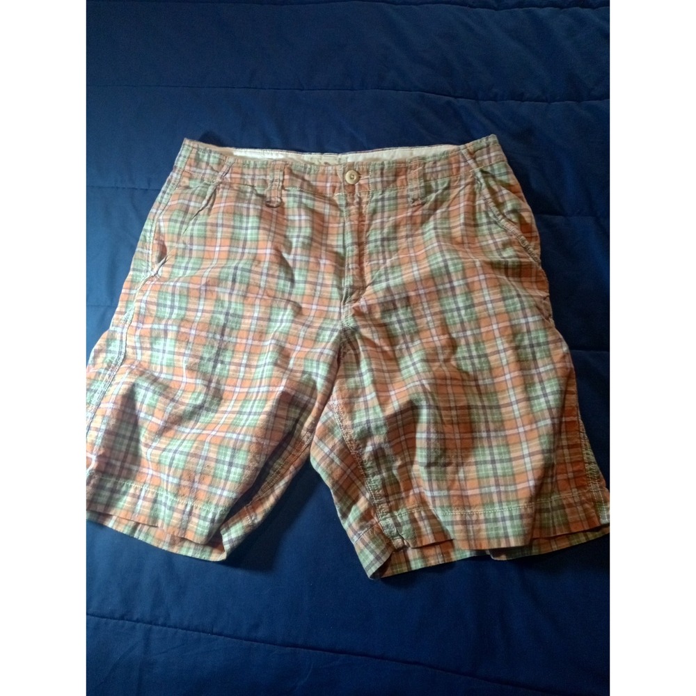 American Living Shorts Size 36 Light Brown Orange Madras Plaid Golf Casual‎